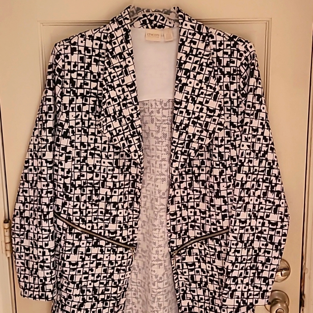 Chicos size 3 jacket black and white